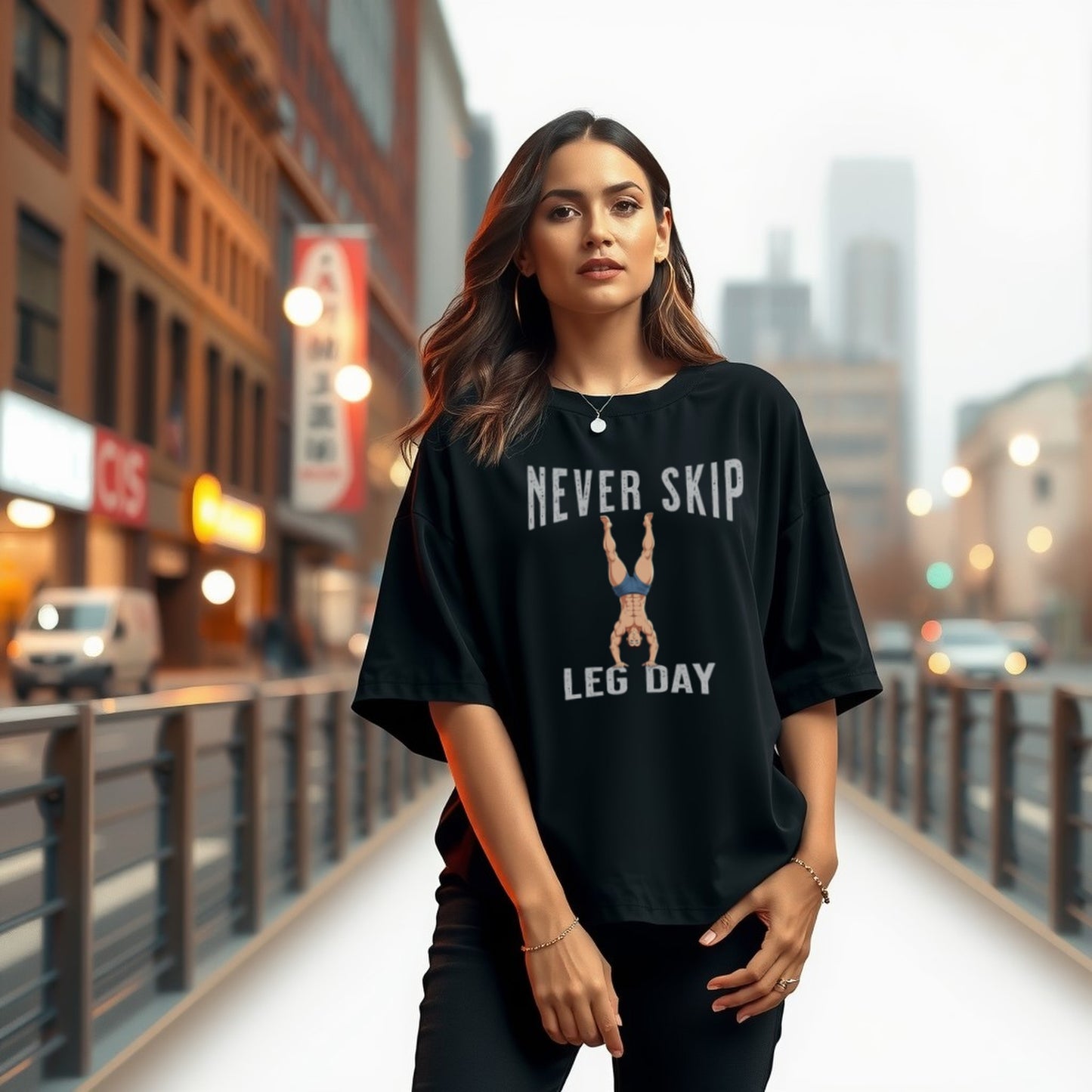 Unisex Oversized T-shirt - NEVER SKIP LEG DAY